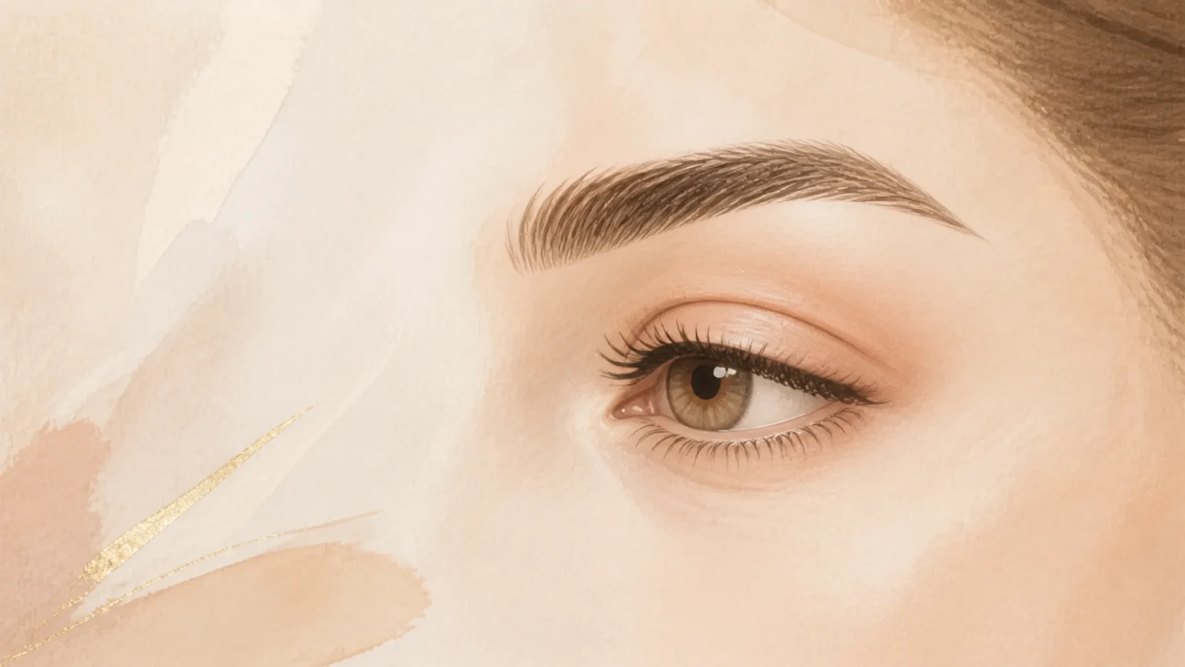 Ilustração editorial de um olho e suas pálpebras em composição suave para blefaroplastia em São Luís.