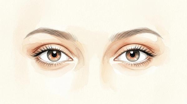 Ilustração editorial de olhos femininos com definição harmônica do côncavo e sulco palpebral superior.